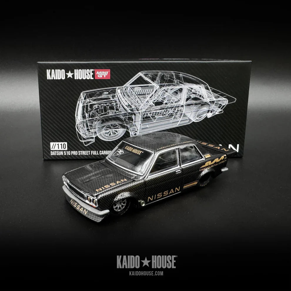 Mini GT - 1:64 Datsun 510 Pro Street Full Carbon Black V1 Kaido House //110