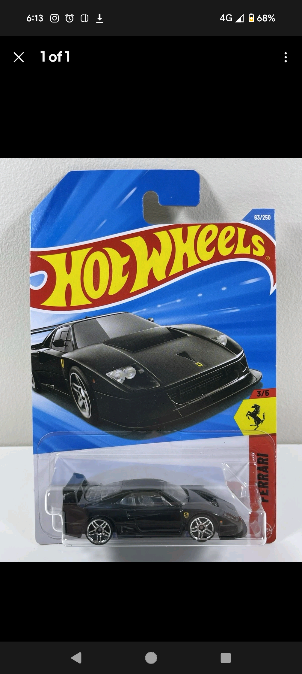 Hot Wheels Mainline Ferrari F40 Black + Protector Case