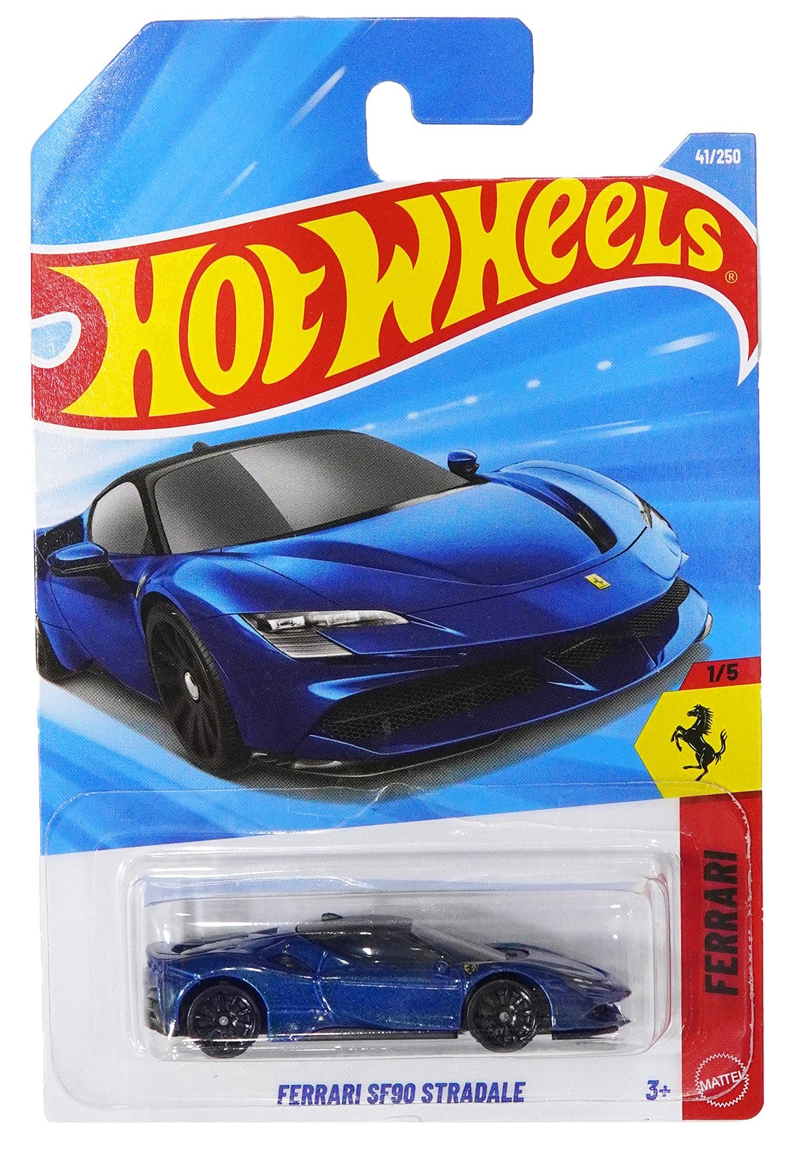 Hot Wheels Mainline Ferrari SF90 Blue + Protector Case