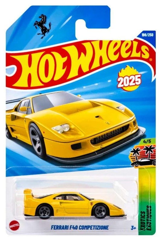 Hot Wheels Mainline Ferrari F40 Yellow + Protector Case